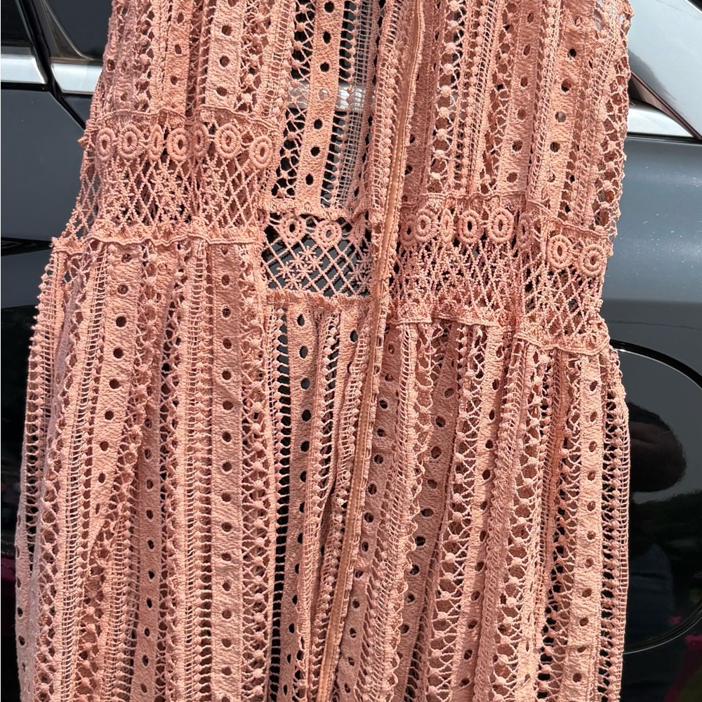 Pink Lace Maxi Dress